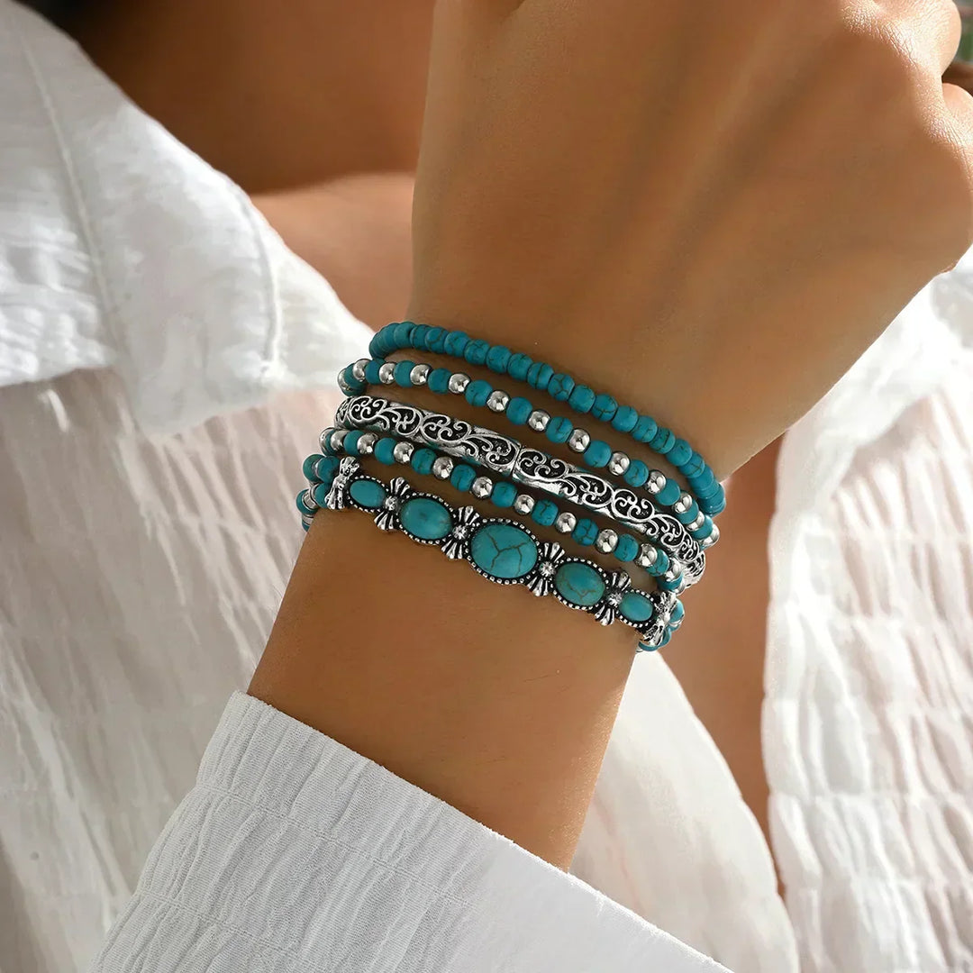 Maëlys™ — Pulsera multi-hilos turquesa refinada
