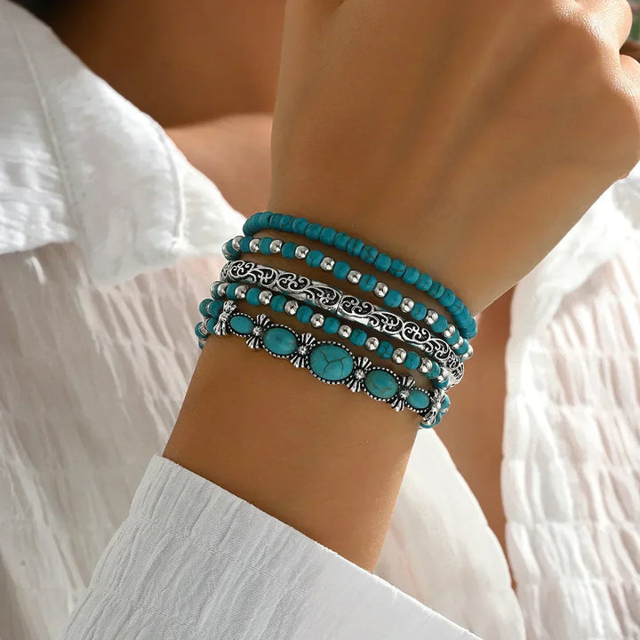 Maëlys™ — Pulsera multi-hilos turquesa refinada