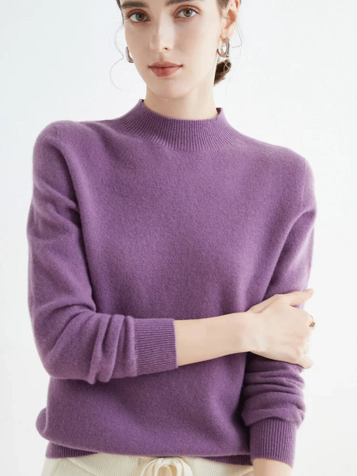 Jersey de Lana Merino con Cuello Mock – Básico Elegante y Suave