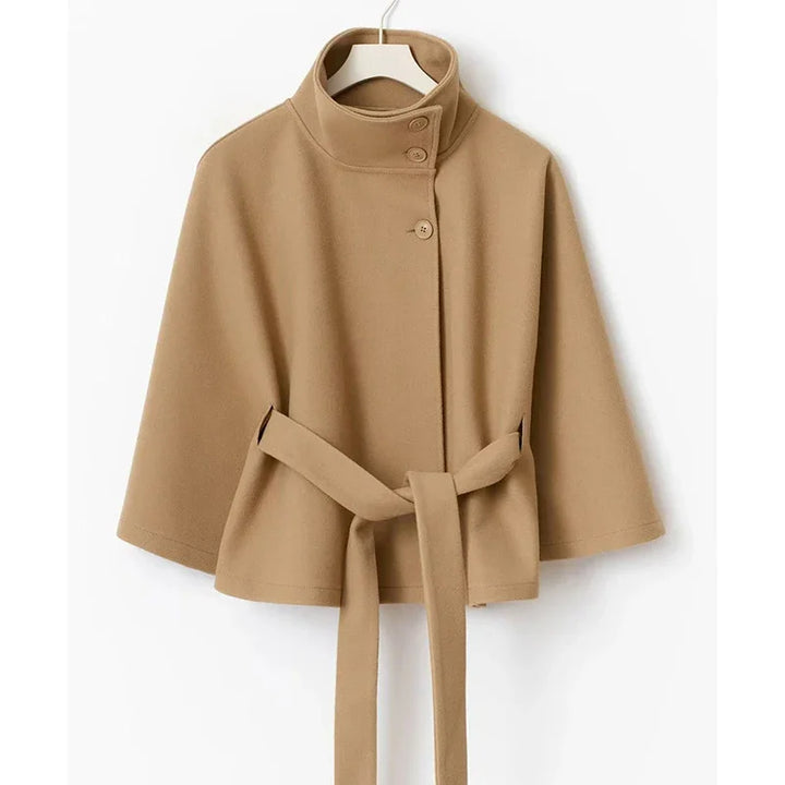 Abrigo Cape Elegante con Cinturón – Abrigo Femenino Atemporal