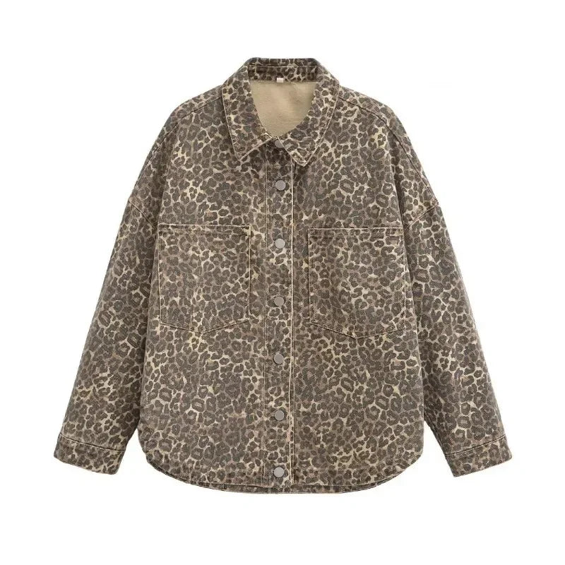 Chaqueta Denim Leopardo para Mujer – Vintage & Trendy