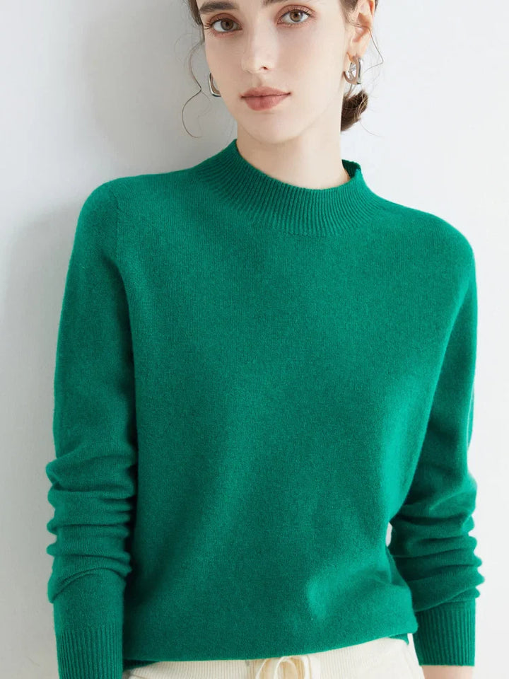 Jersey de Lana Merino con Cuello Mock – Básico Elegante y Suave