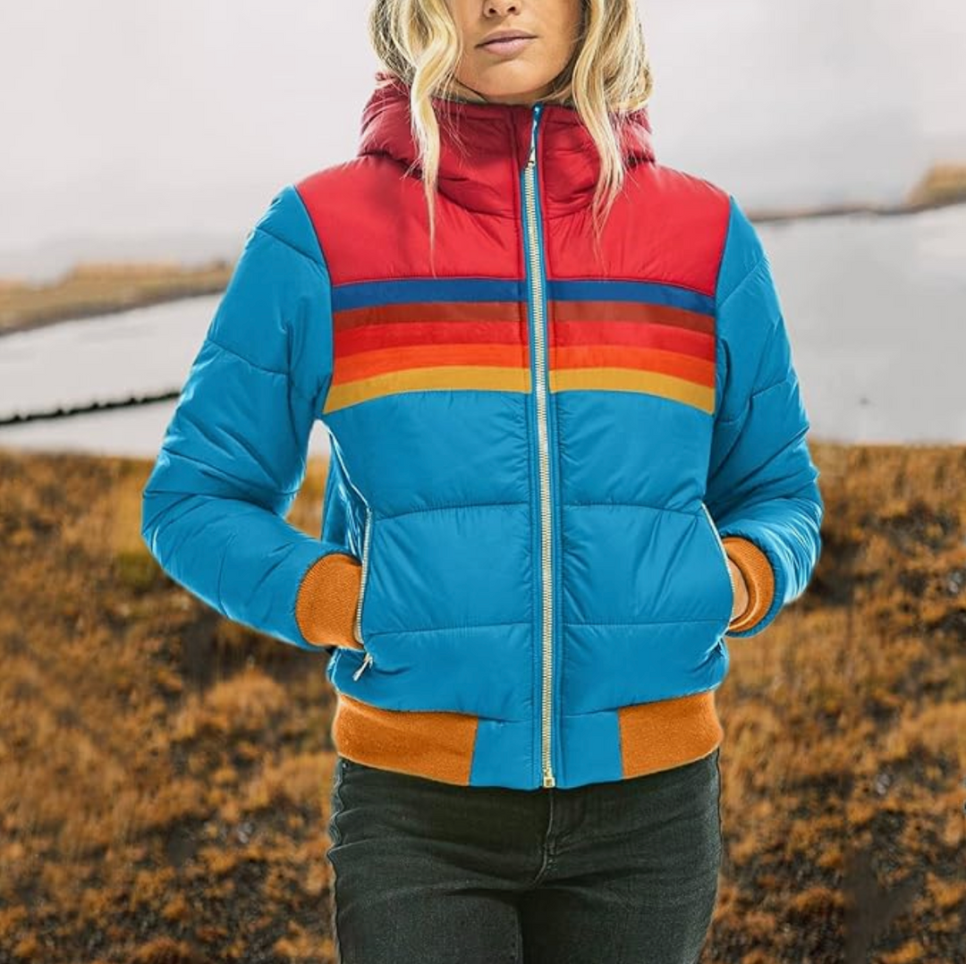 Ines - Chaqueta Retro con Capucha de Piel