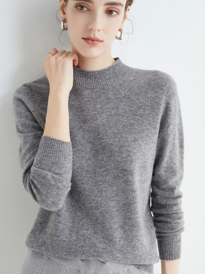 Jersey de Lana Merino con Cuello Mock – Básico Elegante y Suave