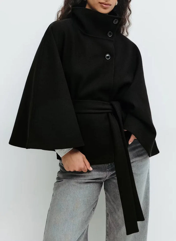 Abrigo Cape Elegante con Cinturón – Abrigo Femenino Atemporal