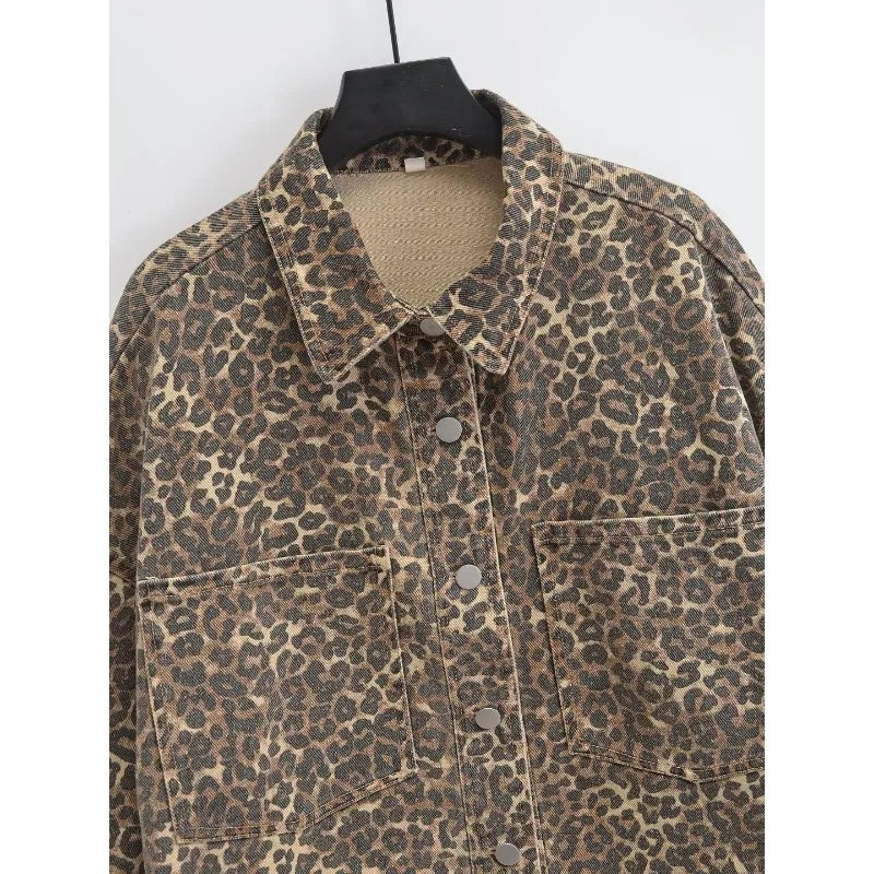 Chaqueta Denim Leopardo para Mujer – Vintage & Trendy