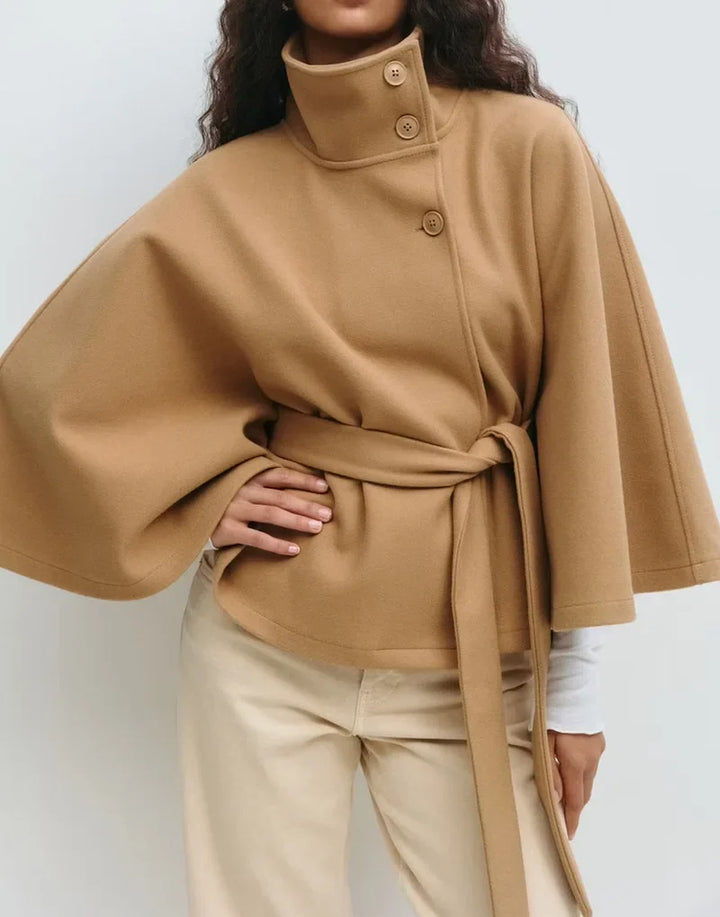 Abrigo Cape Elegante con Cinturón – Abrigo Femenino Atemporal