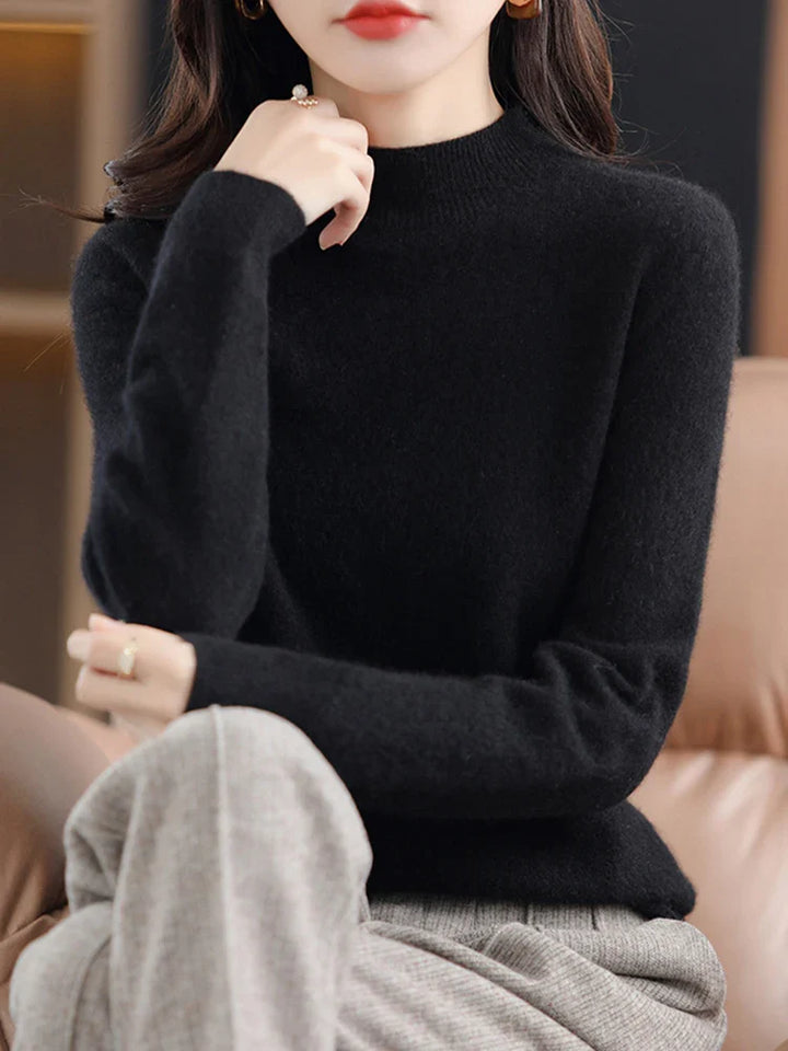 Jersey de Lana Merino con Cuello Mock – Básico Elegante y Suave