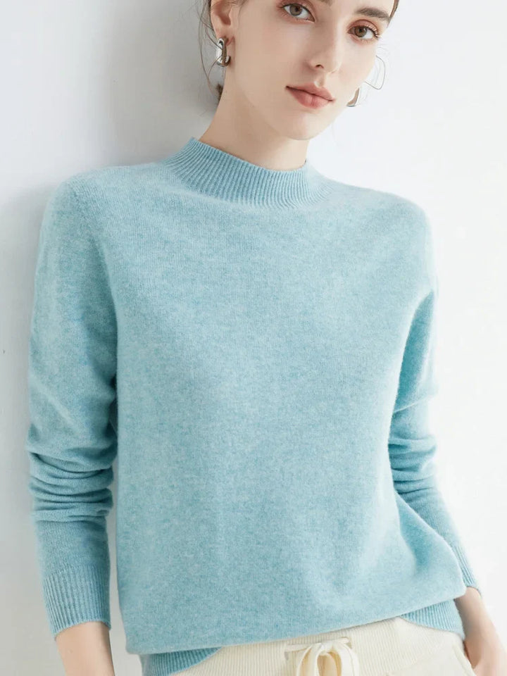 Jersey de Lana Merino con Cuello Mock – Básico Elegante y Suave