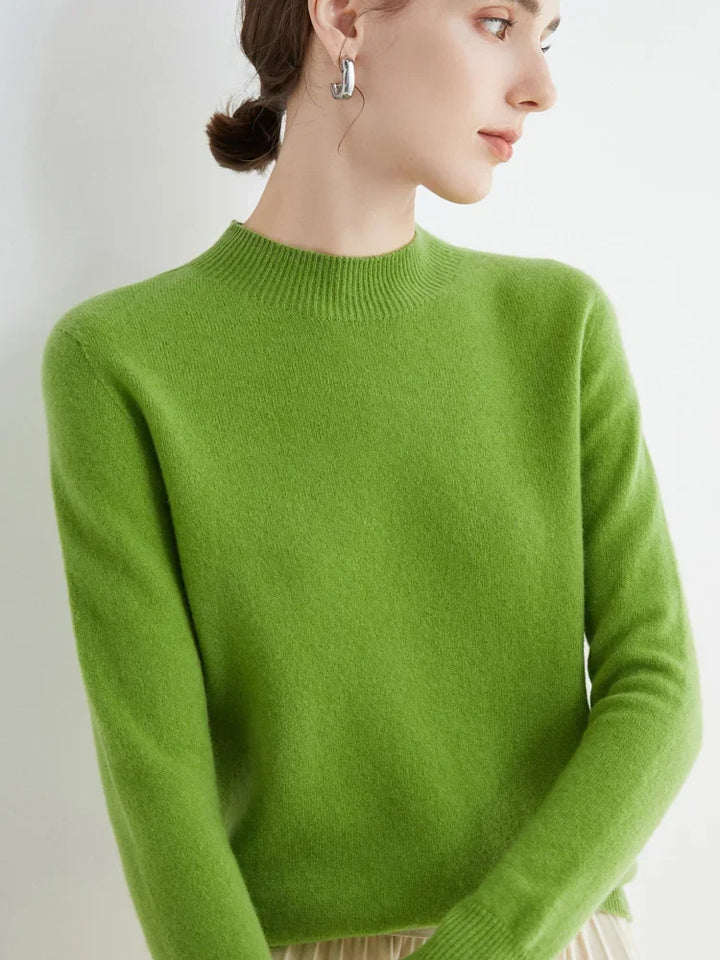 Jersey de Lana Merino con Cuello Mock – Básico Elegante y Suave