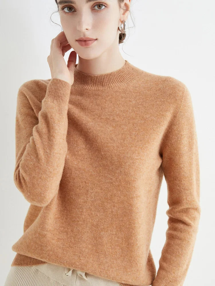 Jersey de Lana Merino con Cuello Mock – Básico Elegante y Suave