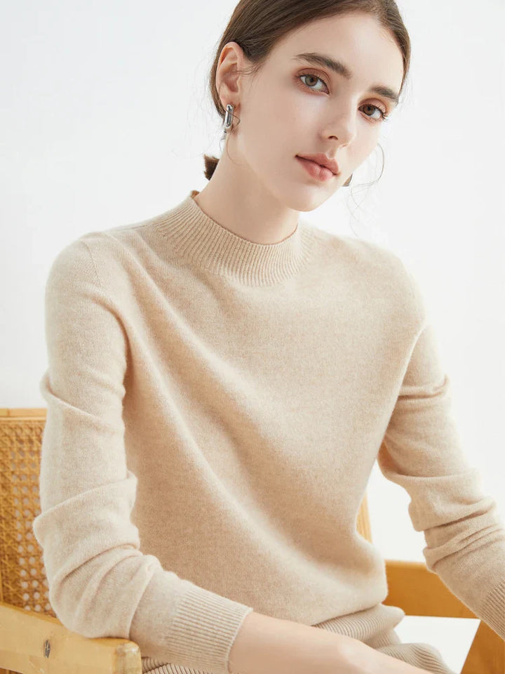 Jersey de Lana Merino con Cuello Mock – Básico Elegante y Suave