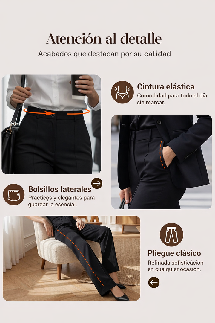 Solo quedan 3 días: ¡50 % de descuento! Pantalones de traje de mujer de cintura alta