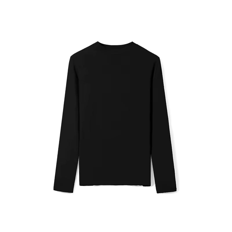 Camiseta Básica de Manga Larga con Cuello Alto – Negro