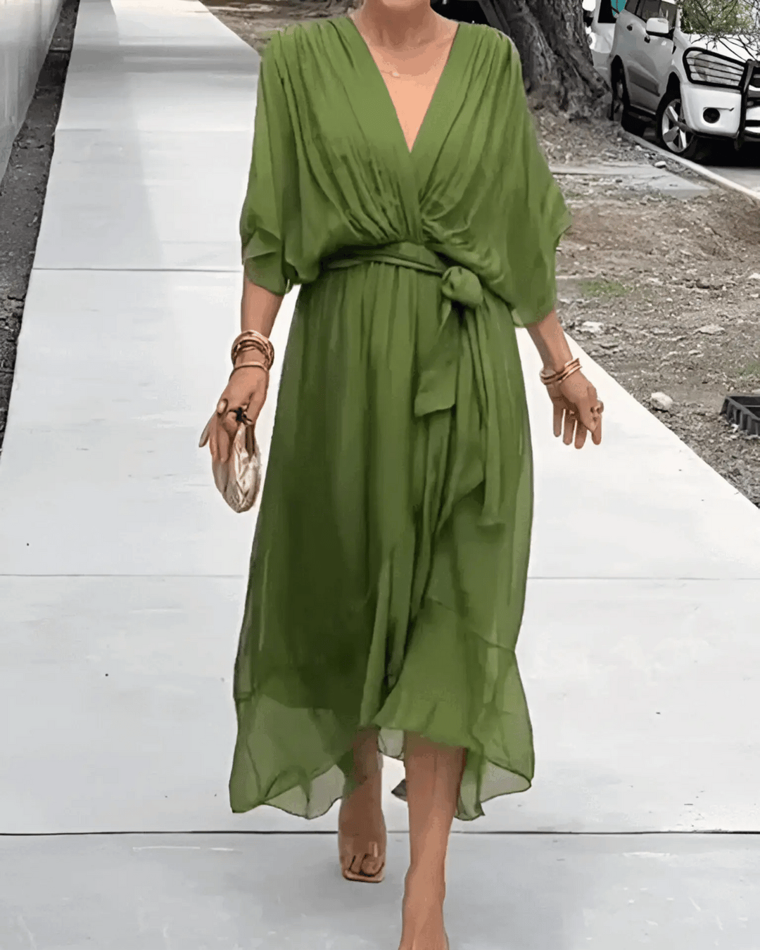 Marta™ | Vestido de Chiffon con Escote en V