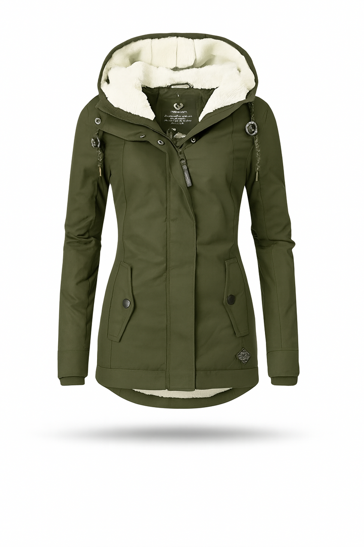 Soraya | Chaqueta Larga Impermeable con Capucha y Forro