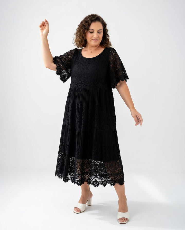 Clarisse™ — Vestido midi elegante con encaje delicado