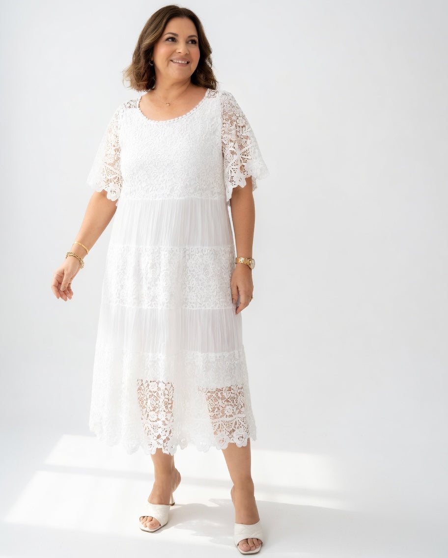 Clarisse™ — Vestido midi elegante con encaje delicado