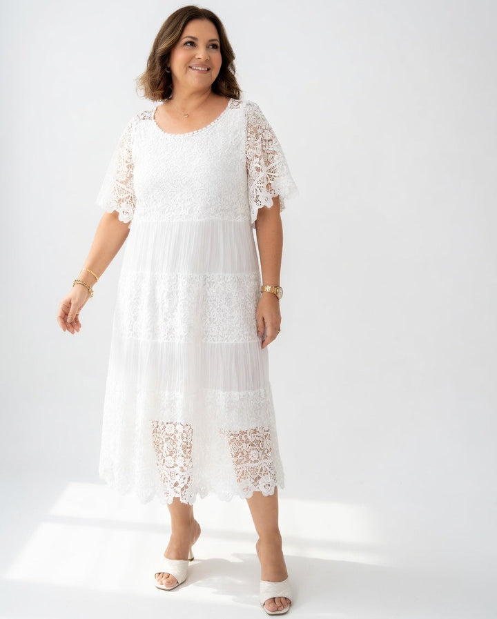 Clarisse™ — Vestido midi elegante con encaje delicado