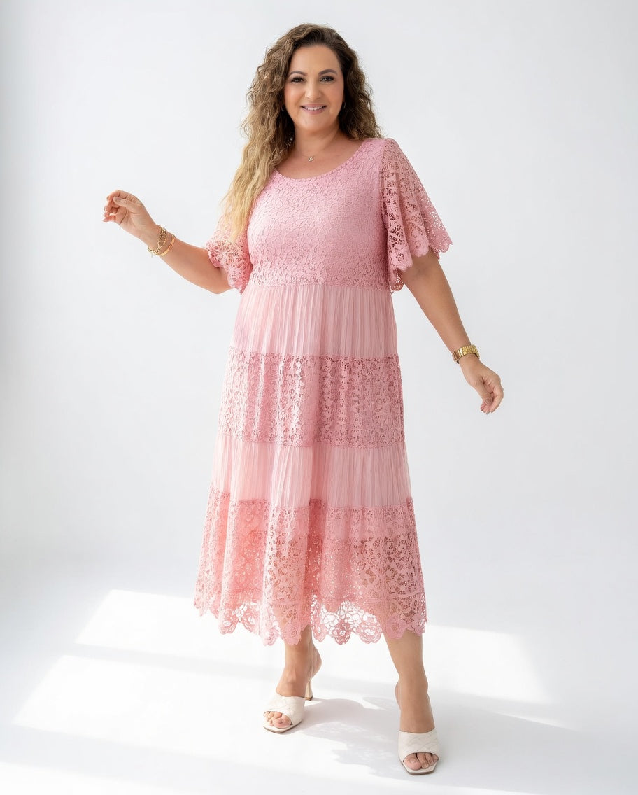 Clarisse™ — Vestido midi elegante con encaje delicado