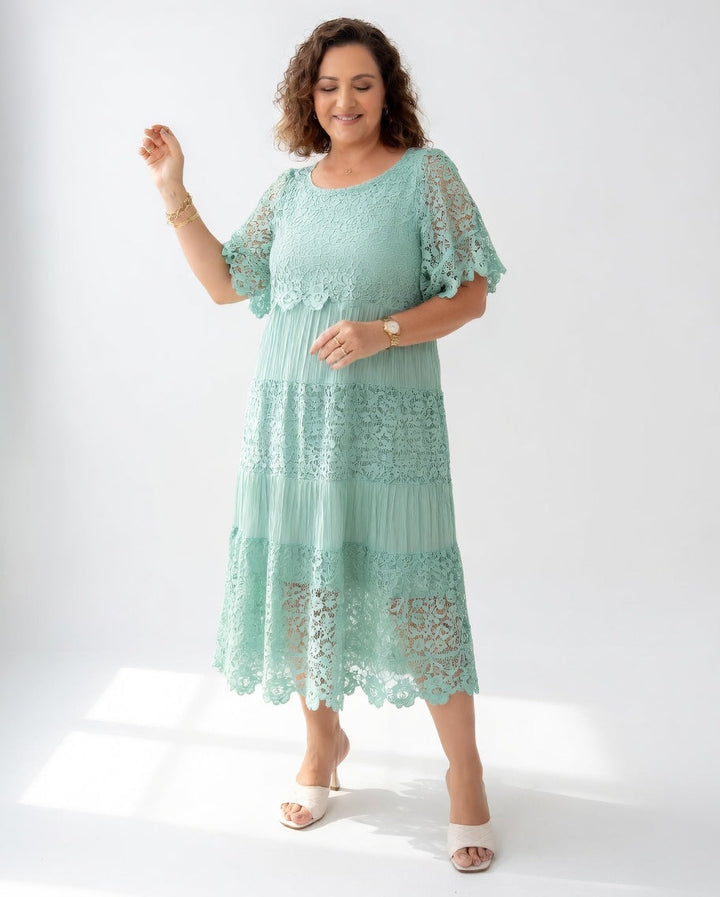 Clarisse™ — Vestido midi elegante con encaje delicado