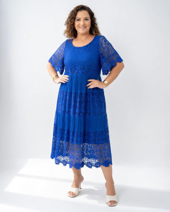 Clarisse™ — Vestido midi elegante con encaje delicado