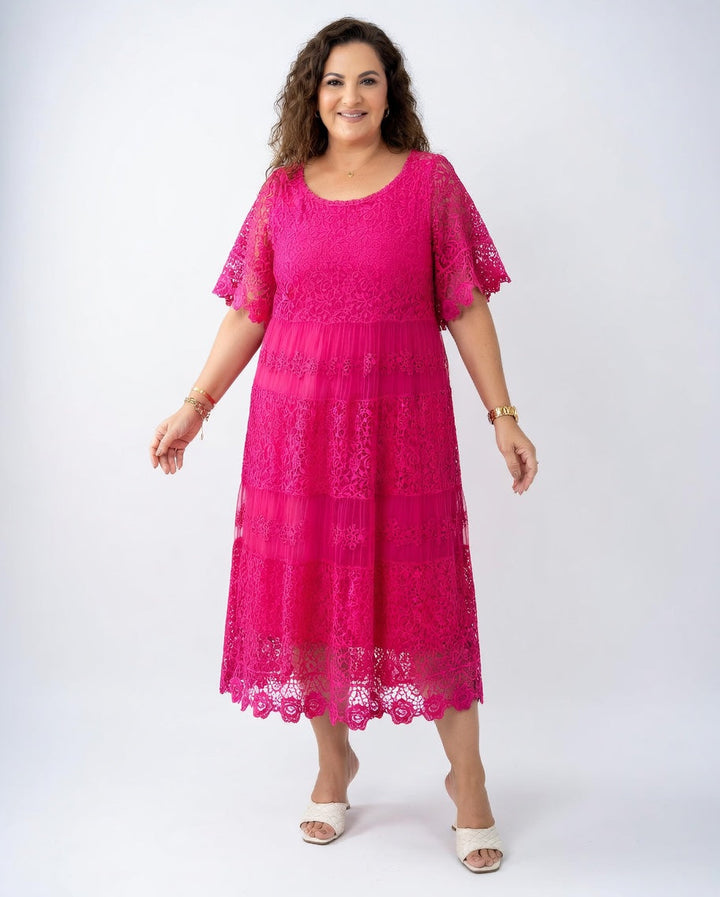 Clarisse™ — Vestido midi elegante con encaje delicado