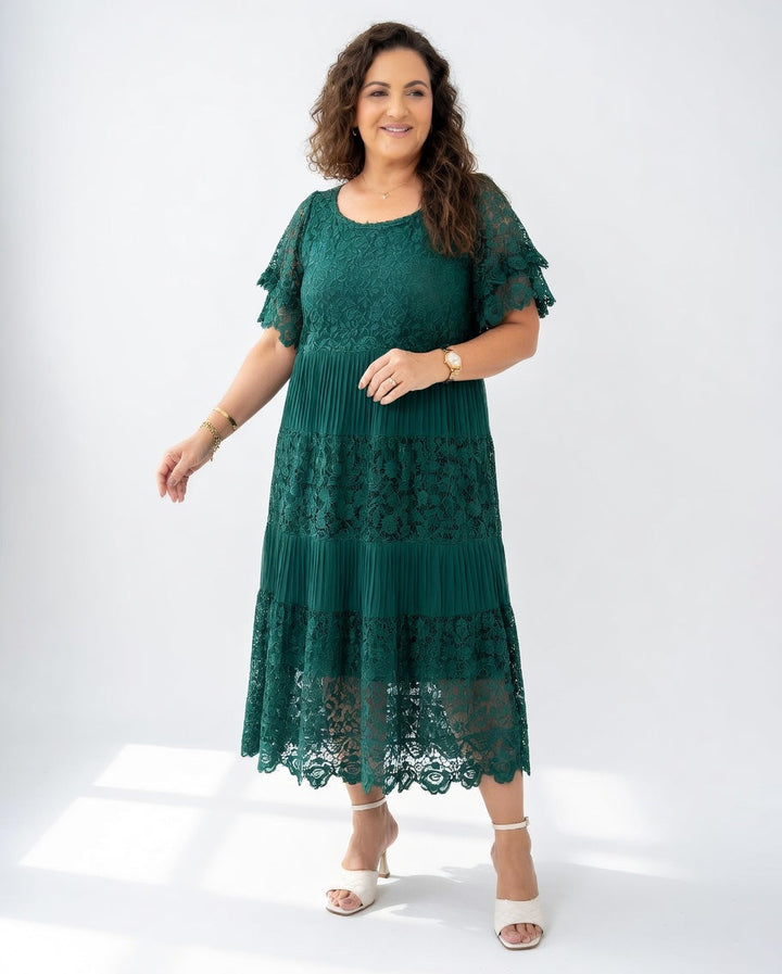 Clarisse™ — Vestido midi elegante con encaje delicado
