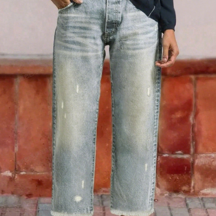 Vaqueros rectos cortos retro para mujer
